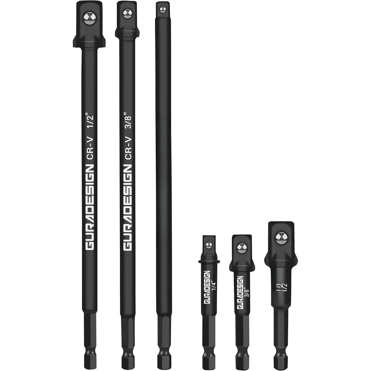10" Long  Socket Adapter Set for Drill 6-, 10" and 3",  Grade Power Drill Sockets Adapter Set, 1/4", 3/8", 1/2" Hex Shank  Driver Socket Adapter.
