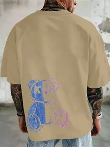 Men's T-shirt, Patterned T-shirt, Trendy Casual Street Style, Loose Oversize Round-neck Short Sleeve, Men's Gift, Men's Clothing, Streetwear, Menswear