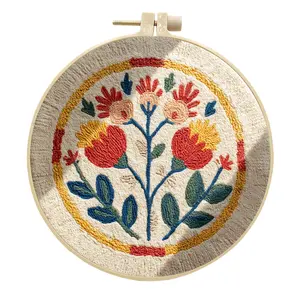 Complete DIY Punch Needle Embroidery Kit for Beginners - Floral Design | Includes Hoop, Colorful Yarn, Tools & Easy Instructions | Perfect Home Decor Craft, 7.87x7.87 inches, Embroidery Supplies