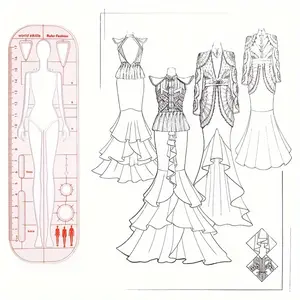 Precision Sewing, Cutting, and Fashion Design Template - With Body Measurement Grid (cm/inch) - Suitable for Sewing Competitions, Clothing Making, Pattern Drawing, Sewing supplies crafts - Durable Plastic Material - Professionals, Measuring Tools