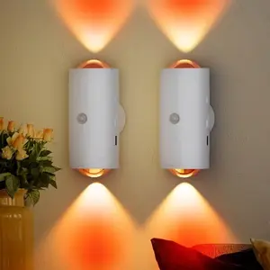 Magnetic Motion Sensor Night Light Set, Rechargeable Wall Sconce with 8 Color Adjustments, USB-C Portable LED Lamp for Staircase Bedroom Kitchen Holiday Season