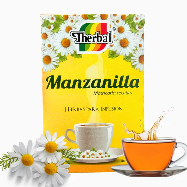 THERBAL Chamomile Manzanilla Herbal Tea - 25 Packaged Tea Bags (0.88oz Each), Calm Balancing Tea