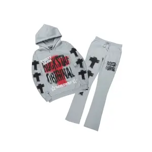 Crest Heather Grey Hoodie/Stacked Pant Track Set