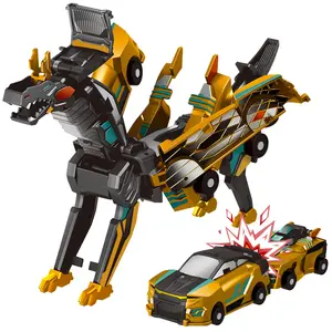 Collision Transforming Dinosaur Car Toy, Transformer Car, 2 Magnetic Cars Transform into Dinosaur Toys for Kids Toddler Fun Deformation Robot Dino Car Christmas Birthday Gift Toys for Boys Girl