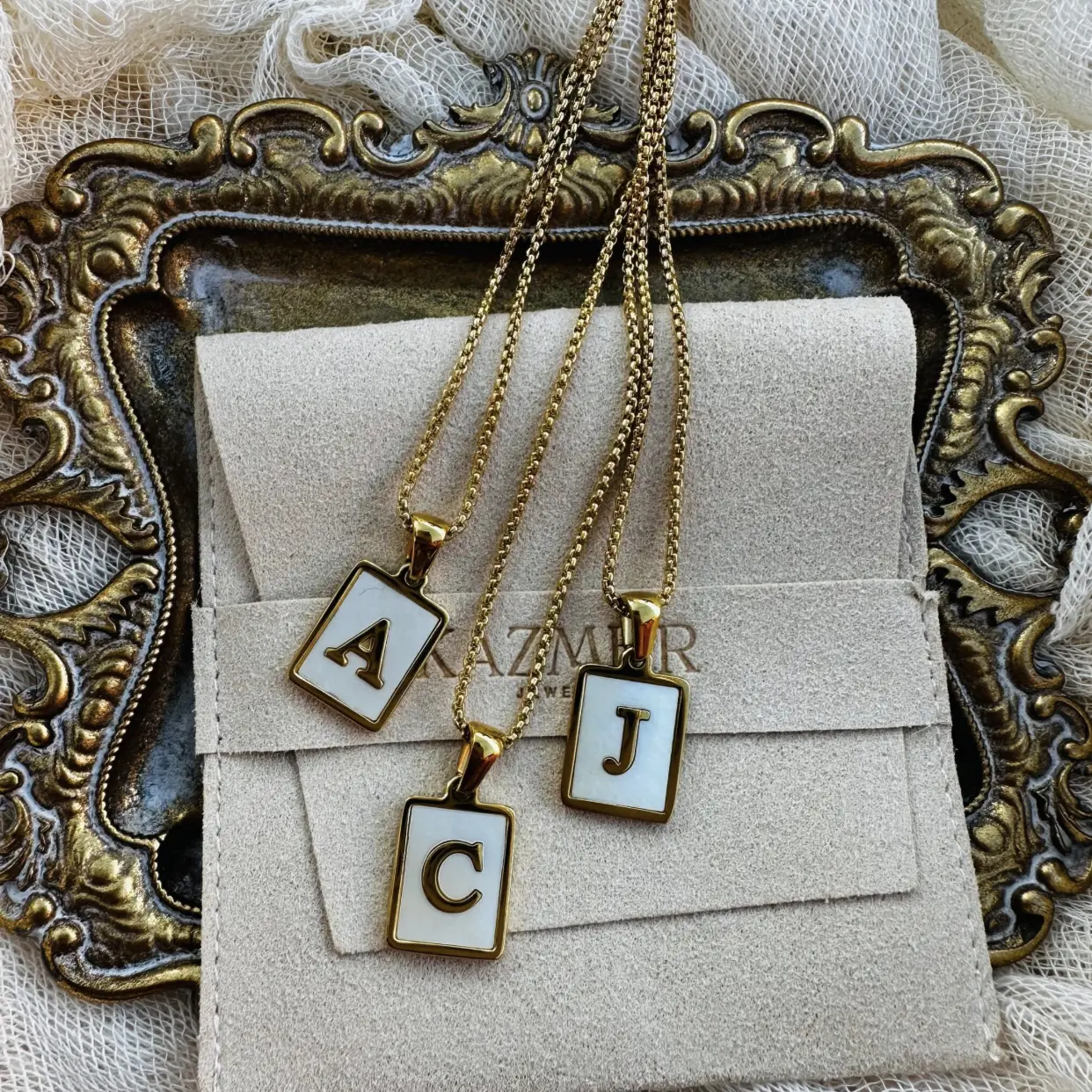 Pearl Initial Necklace Pearl Initial Necklace