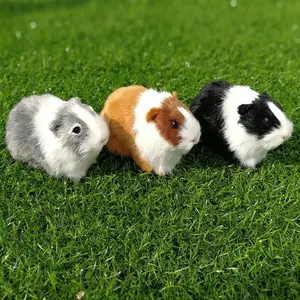 Adorable Simulation Fur Guinea Pig Plush Stuffed Doll Hamster Toy Soft Figurine for Kids Birthday Gift 12x6.5x6 cm Realistic Decorative Ornament