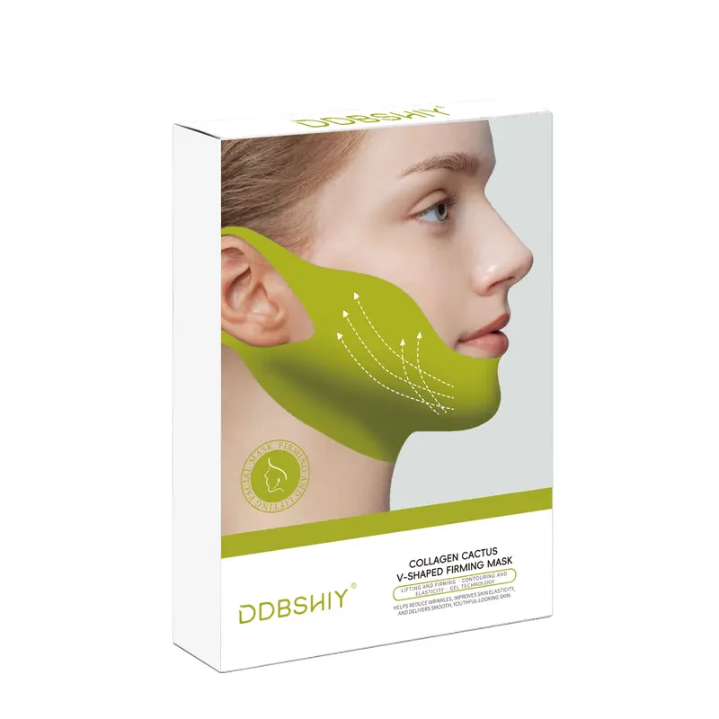 V-Lifting Mewing Band & Cactus Extract Facial Mask Set - 4-Piece Unscented Fresh Plant-Based Sheet Form Mask for Normal Skin, Hydrating, Tightening, Anti-Aging, Puffiness Reduction, Skin Repair, Radiant Glow