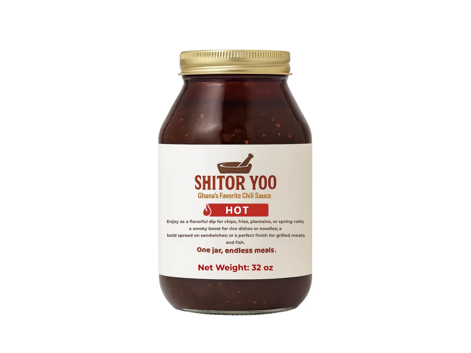 Shitor Yoo Chili Sauce (32oz HOT) – Spicy Ghanaian Side & Dipping Sauce ...
