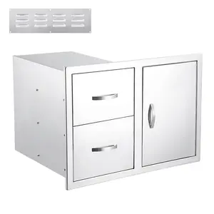 【GARVEE】Stainless Steel Outdoor Kitchen Drawers, Enclosed Built-in Design, BBQ Access Door Drawers, Ideal for Grill Station Storage Cabinet, Dimensions 28''W x 20''H x 20''D