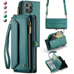 Wallet Phone Case, Flip Folio Book Faux Leather Protective Cover with Blocking Card Holder, Support Wireless Charging, for iPhone 17/Air/16e/16/11/12/13/14/15 Pro Max/15 Plus/13 Mini/7/8 Plus/SE 2022/SE 2020