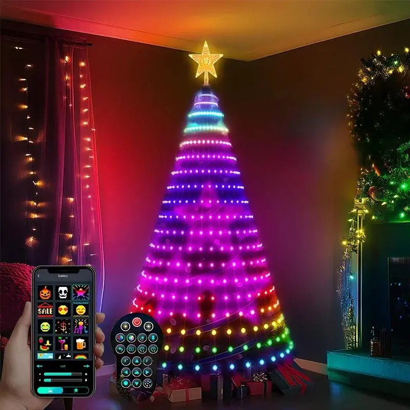 400-LED Smart Bluetooth DIY Star String Lights, High-Quality Green Wire, App-Controlled RGB Colors, IP65 Waterproof, Android/iOS Compatible, for Christmas Tree, Graffiti Decor, Birthday Gift, Water Proof