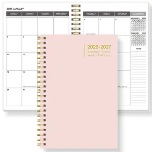 1pc 2026.1-2027.12 Weekly & Monthly Academic Spiral Bound Planner Notebook– 24-Month Calendar Journal, A5 Size, Perfect Gift, Stylish Productivity Planner for Goal Setting & Time Management