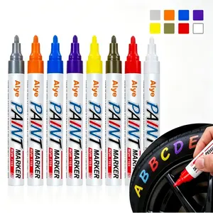 Automotive Tire Paint Markers - 12 Color Oil-Based Permanent Markers, Medium Tip, Quick-Dry, Waterproof for Metal, Wood, Rubber (Car Washing & Maintenance Paint Repair Tools)