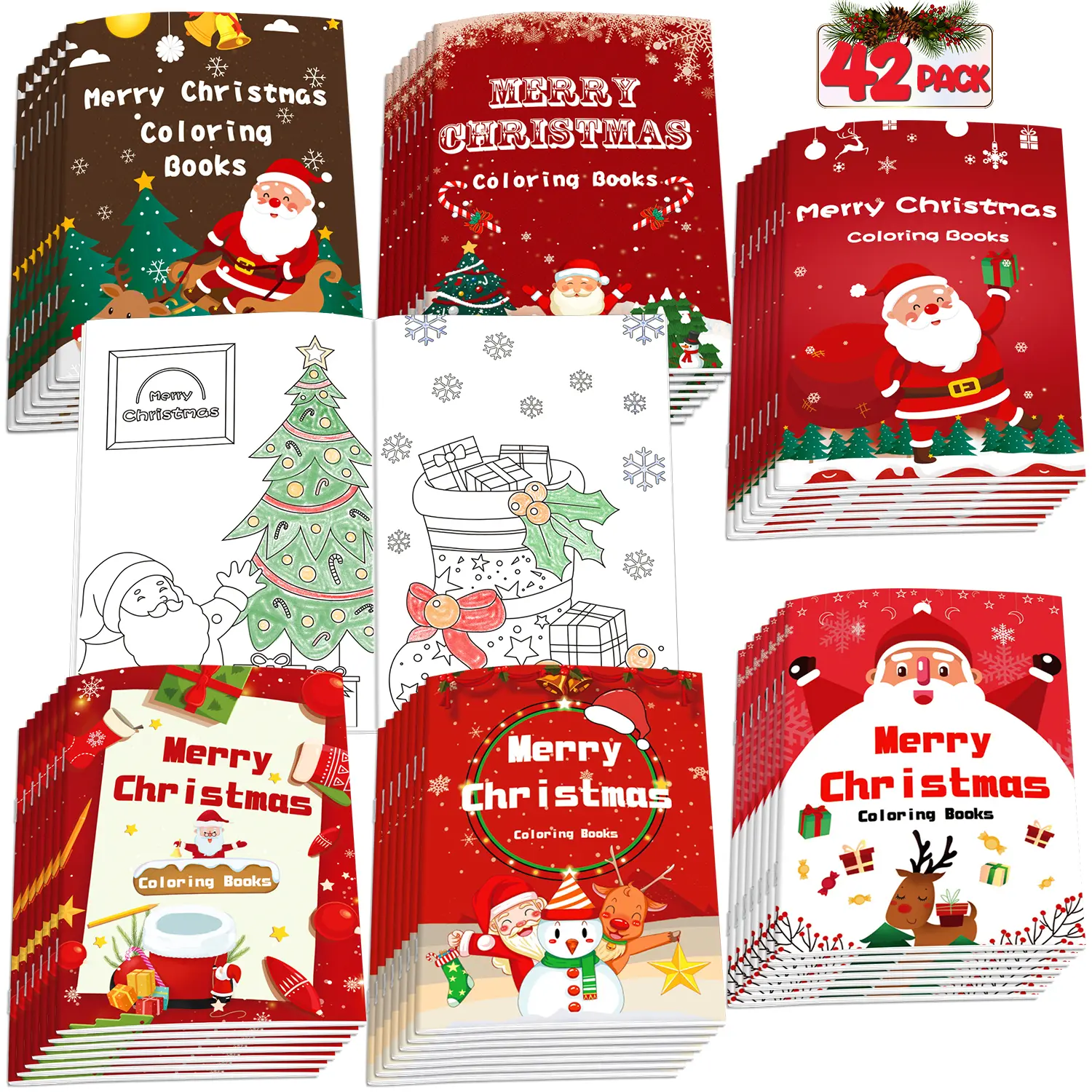 42 Pack Christmas Holiday Art Coloring Sets for Kids, Xmas Party Favors Gifts, Xmas Holiday Stockings Goodie Bags Stuffer Filler Party Supplies for School Classroom Activity