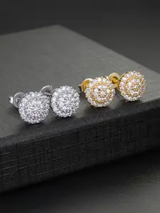 ICED CHICS three-layer round hip-hop stud accessories, versatile jewelry accessories, birthday gifts, Valentine's Day gifts, two-color couple styles, set, Zircon Stud Earrings, Studs Earrings