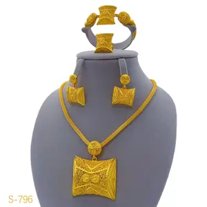 Female Gold-Plated Retro Fashion Jewelry Set - Rectangular Pendant Necklace, Drop Earrings, Geometric Rings, Bow Bracelet, Sweater Chain, Ideal for Daily Wear, Party Gifting