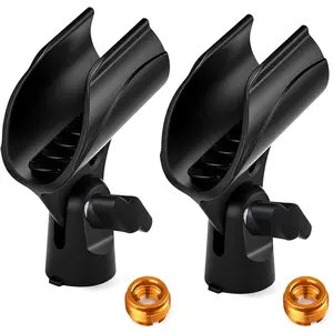 2 count Universal Microphone Clip, Adjustable Mic Clip Holder for Mic Stand, Come with 5/8" Male to 3/8" Female Screw Adapter