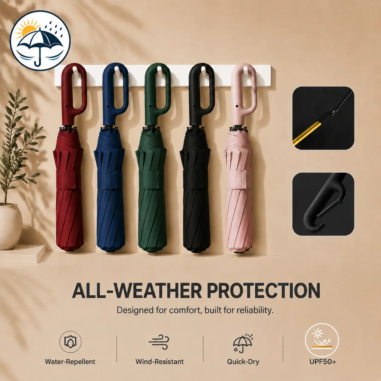Includes all Styles,Automatic Open & Close Umbrella for Men & Women & Children,Umbrella Tip Rounded Safety Tips, Anti-Rebound Design Can be Stopped at any Location, Waterproof & Sun Protection, Lightweight Portable