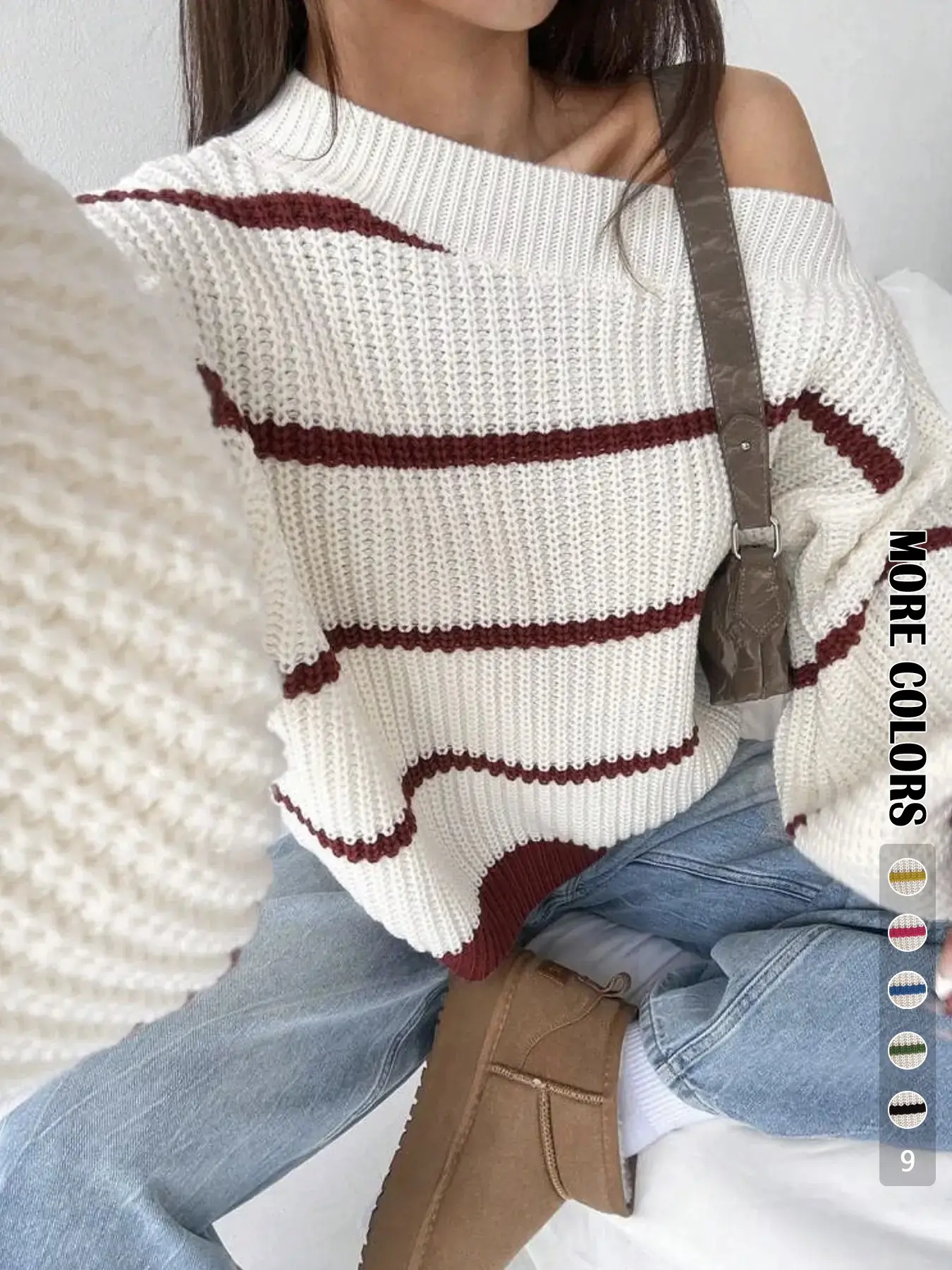 Women's Casual Striped Drop Shoulder Sweater, Fall Winter Loose-Fit Long Sleeve Knitted Pullover, Versatile Fashion Outerwear for Daily Wear, Womenswear