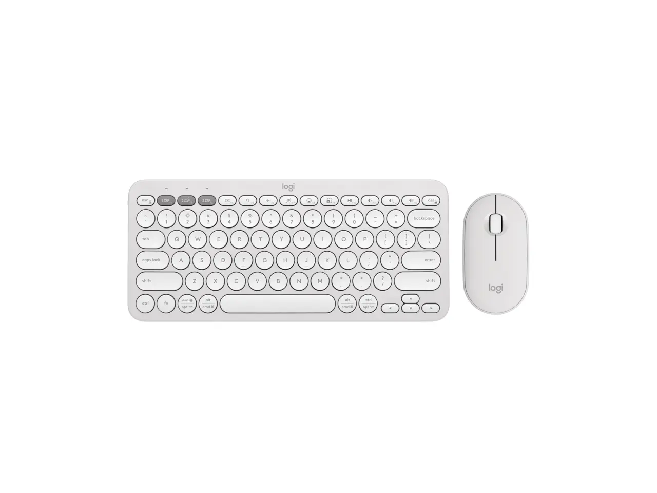 Logitech Pebble 2 Combo Wireless Quiet Keyboard and Mouse, Customisable, Logi Bolt, Bluetooth, Easy-Switch for Windows, macOS, iPadOS, Chrome - Tonal White