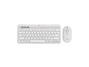 Logitech Pebble 2 Combo Wireless Quiet Keyboard and Mouse, Customisable, Logi Bolt, Bluetooth, Easy-Switch for Windows, macOS, iPadOS, Chrome - Tonal White