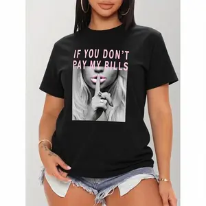 Women's Graphic Round Neck Tee, Summer Clothes Women, Casual Comfy Short Sleeve Top Daily Wear, Streetwear, Summer Outfits 2024, Y2k Style Baddie Outfit, Graphic Tees, Women's Tops