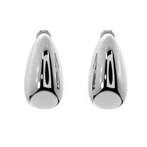 Silver Teardrop Clip On Stud Earrings