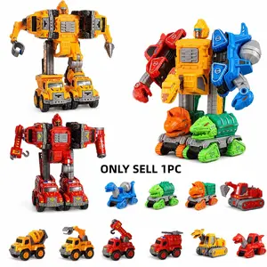 Dinosaur Engineering Fire Truck Transform Robot, Kids Deformation Toy, 5-In-1 Assembly Robot, Two Great Combinations, Boy Intelligence Toy, Building Sets, Model Building Kits