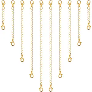 Chain Extenders for Necklaces, 10 count   Extenders for Necklaces, Stainless Steel Chain Extenders for Necklace, Bracelet and Anklet (Assorted Sizes)