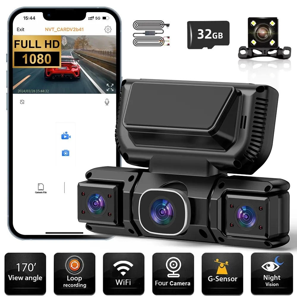 4-Lens 1080P Car Camera Automotive Dashcam with Simul Record and ...