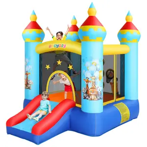 Whubefy Inflatable Bounce House Suitable for Children aged 2-8 years old, Comes with Slide, Pitching Game and Fun Photography, 106 x 71 x 83 Astronaut Themed Bounce House with Blower, Suitable for Indoor and Outdoor