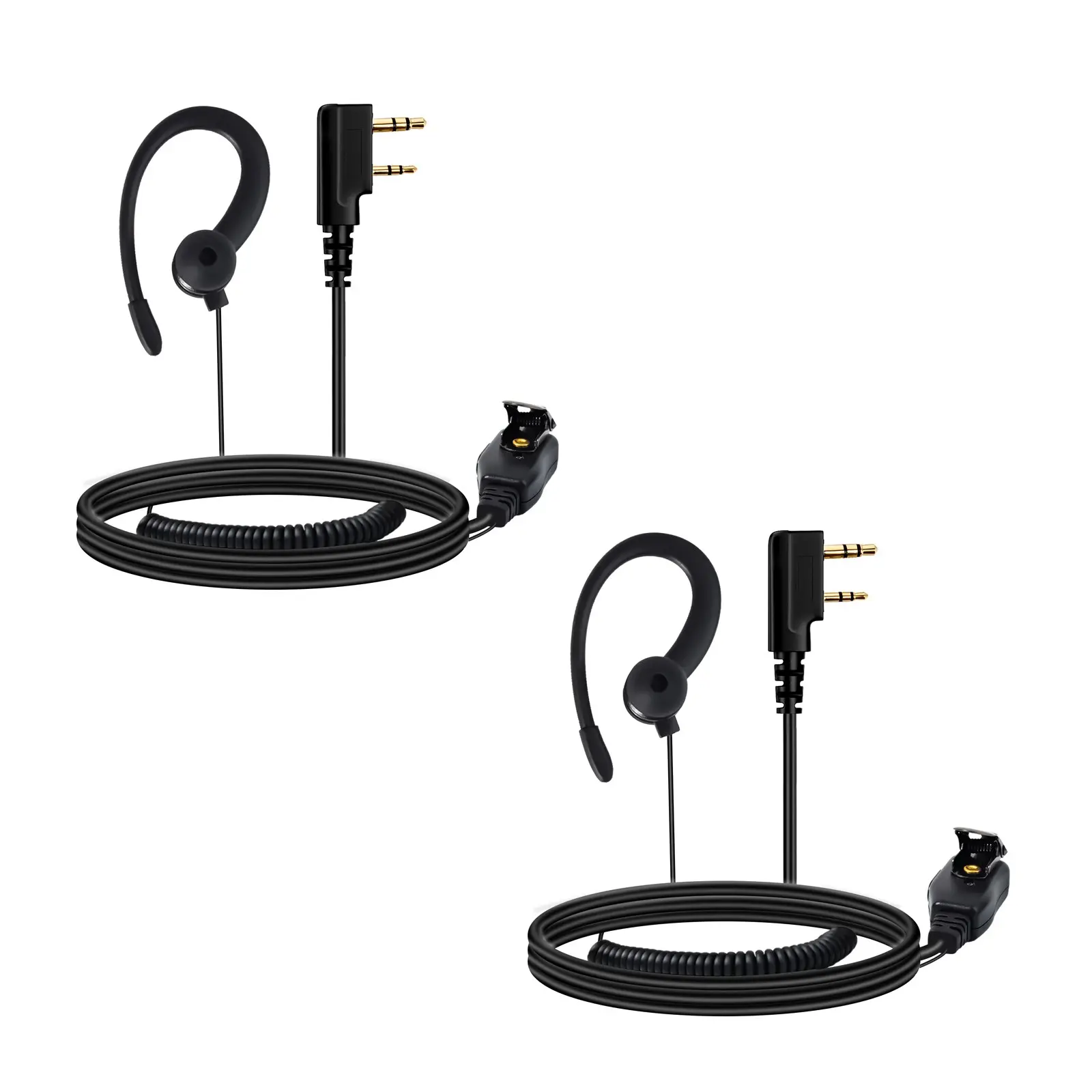 YNIBST K-Type Plug Two Way Radio Earpiece w PTT Microphone,C Shape Ear Hook,2-Pin Walkie Talkie Headset Compatible with Kenwood, Retevis, Pxton, Wouxun,HYT,Baofeng UV5R Walkie Talkie for Security, Restaurant, Warehouse, Outdoor & Audio Use(2 Pack)
