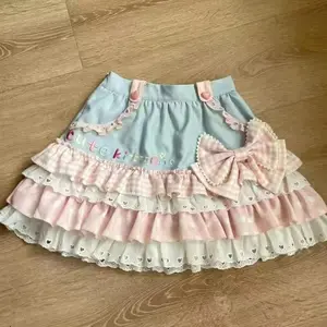 Japanese Kawaii Lolita Style Skirt Set Women Sweet Bow Cat Print  T-shirt Cute Cake Mini Skirts Y2k Harajuku 2 Piece Sets New