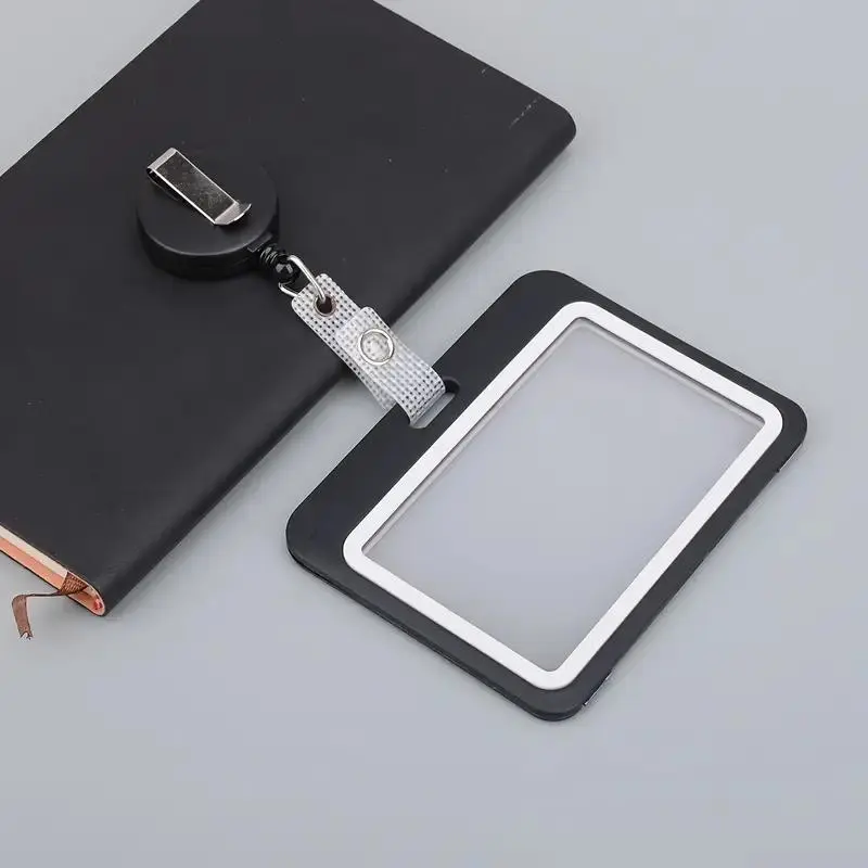 Clear Badge Holder, 1 Count Portable Durable Retractable Badge Holder with Lanyard, Identification Badges & Supplies, Badge Accessories for Office, School, Office, Retractable Badge Reel, Badge Reels Retractable