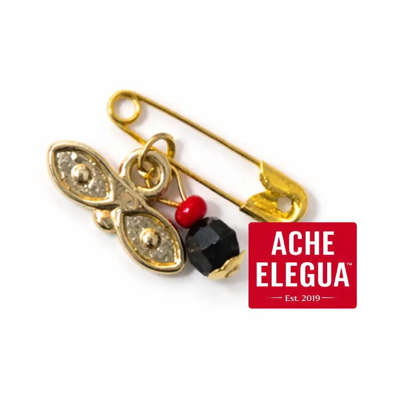 Santa Lucia Evil Eye Azabache Pin with Gold Safety Pin Traditional Charm Red & Black Beads for Protection and Blessings