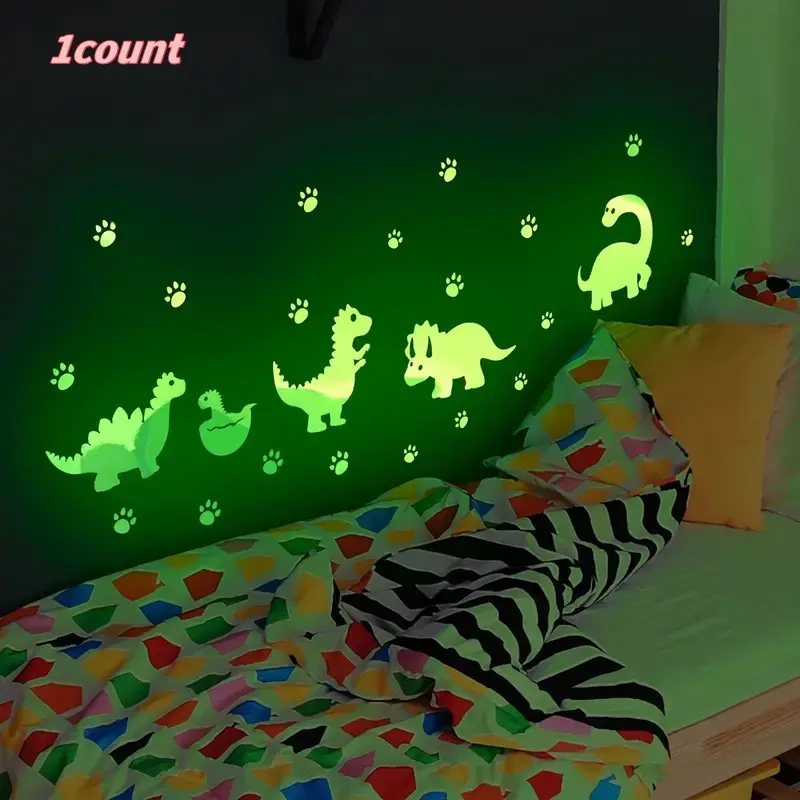 Glow-In-The-Dark Dinosaur Wall Sticker Decal, Luminous Wall Sticker, Self-Adhesive Removable PVC Decorative Art Wall Art Stickers for Bedroom Game Room Living Room Ceiling Decoration, Dinosaur Wall Decals, Interior Stickers