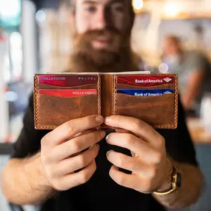 Bifold Wallet, handmade leather wallet leather, personalized wallet, man wallet, minimalist wallet, groomsmen gift - cinnamon card holder