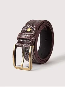 Men's Crocodile Embossed Pu Buckle Belt, Fashion Belt for Party, Daily Clothing Decor, Trendy All-match & Exquisite Belt for Birthday Gift, High Quality Buckle