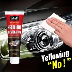Professional Headlight Restoration Kit, Headlight Polishing Agent, Removes Yellowing, Oxidation, Blurriness, Enhances Brightness, Jokjok Brand, Lens Polishing Material