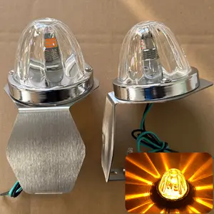 2Pcs glass watermelon lights turn signals with stainless steel brackets, featuring LED watermelon lights turn signals