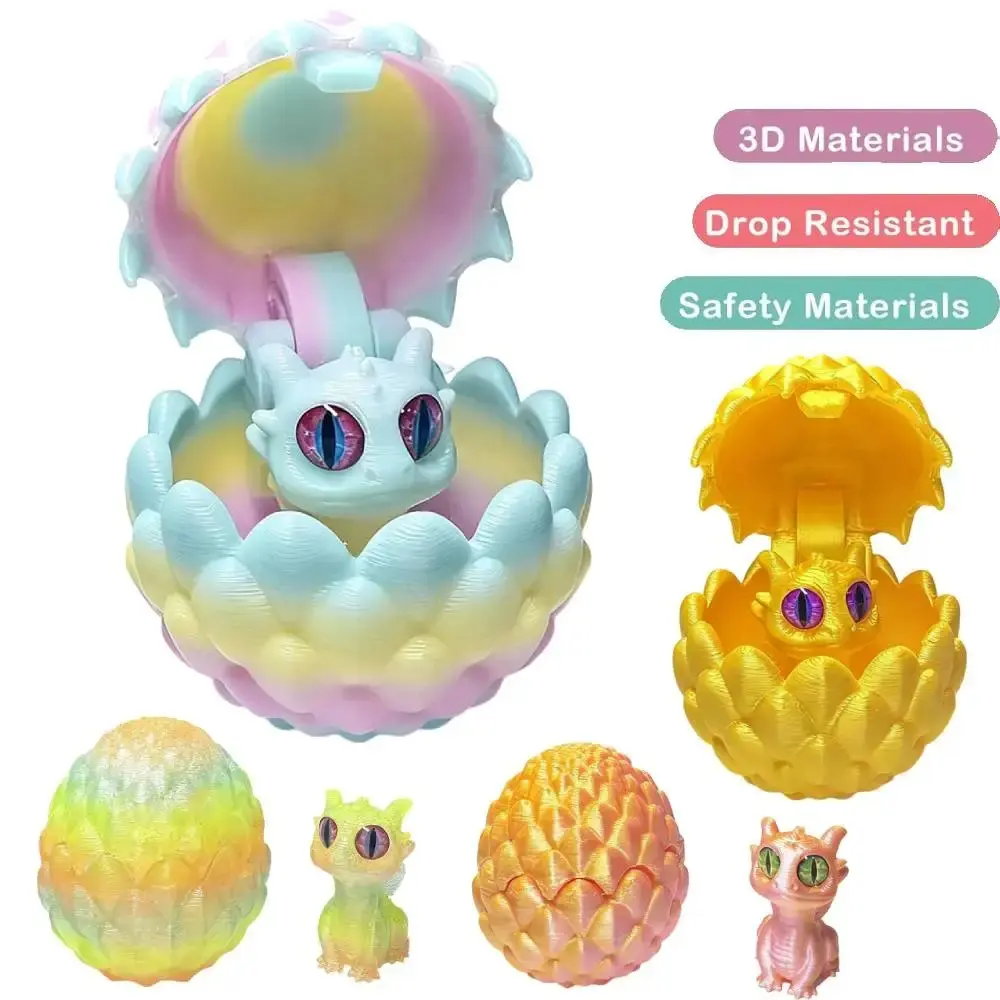 3D Printed Dragon Egg with Mini Cute Dragon Inside Multi-Color 3D Printed Animals Set for Home Office Decor Birthday Gift