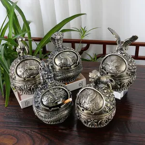 Traditional Fortune Style Zodiac Ashtray, Unique Flip Cover Design, Suitable for Shop Fronts/house Entrance, Home Decor, Sculpture Desk Decor