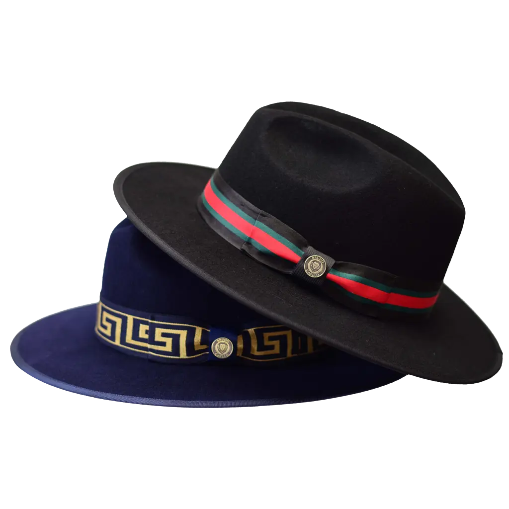 Wesley Collection Flat Wide Brim Fedora Hat
