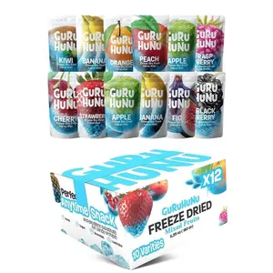 GURU HUNU Freeze Dried Fruit Mix 12 Individual Packs Healthy Fruit Snacks - Variety Pack Dehydrated Fruit Chips Camping Snacks Mixed Fruit - Bulk Dried Fruit No Sugar Added, Dry Fruit Snacks Healthy Gift