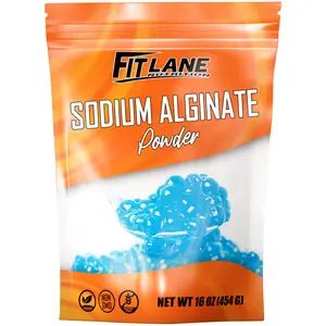 Sodium Alginate Powder 16 oz, Food Grade Bulk Ingredient for Thickening, Non-GMO and Vegan, 1lb Bag
