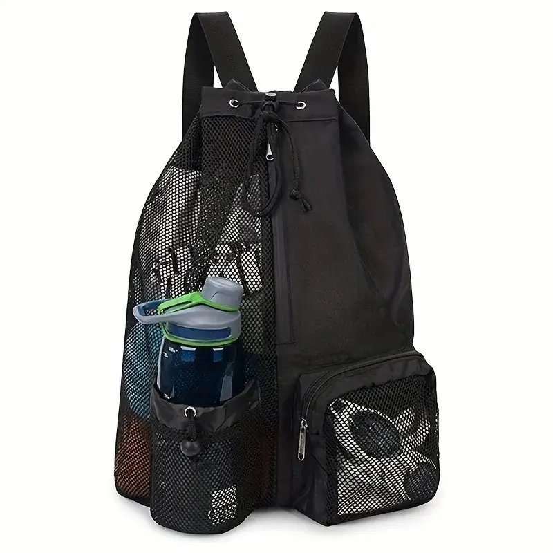 Mesh Drawstring Swimming Backpack with Dry Wet Separation Bag, Multifunctional Beach Backpack for Swim Gym Sports Equipment Storage, Swimming Accessories