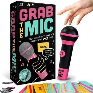 Grab The Mic Karaoke-Style Game with Foam Microphone 125 Word Cards Game Board Player Tokens & Easy Instructions for Non-Singers Party Game Cards