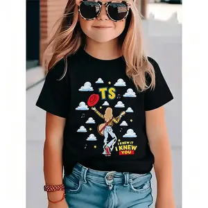 [Comfort Color] Toy Story Girls' Cotton T-shirt - Neutral, Casual, Cloud Summer Beach Top, Do Not Iron Print, Open-Air Dry, Gift for Music Fans