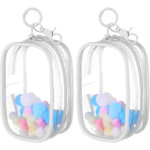2pcs Clear Figure Display Bags with Keychain – Mini Doll & Blind Box Carrying Case for Collectibles
