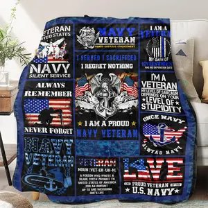 Gift for Veteran, Navy Veterans Blanket, Military Patriotic Throw Blanket, Army Gifts for Men, Veteran Birthday Gifts, Soft US Navy Blanket 60"X50"